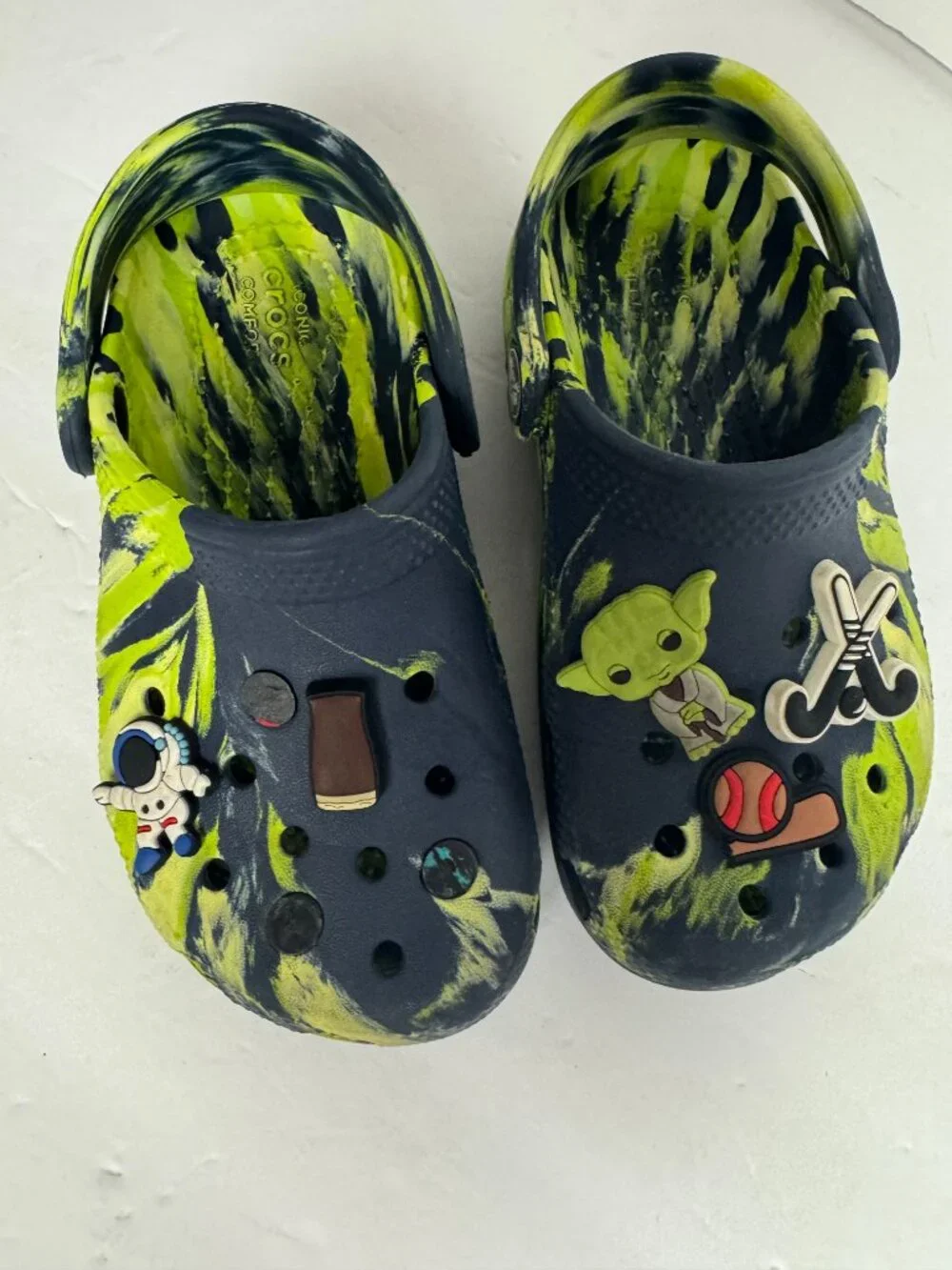 CROCS  Marble Blue Green Clog  Sandals Boy Size C 10